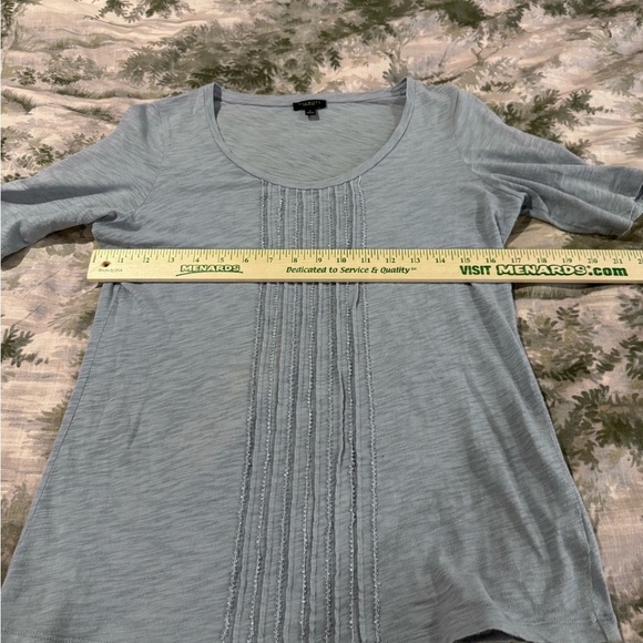 Talbots blue/Gray Fitted Short Sleeve Tee with Ribbed Detailing - Picture 4 of 8